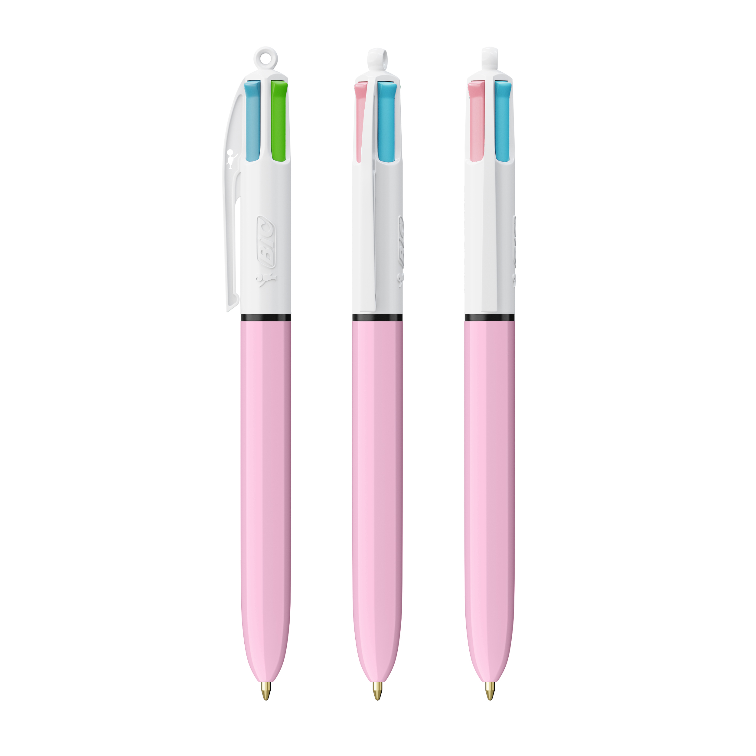 Stylo 4 couleurs publicitaire BIC® Fashion avec Lanyard Blanc - Violet Pastel